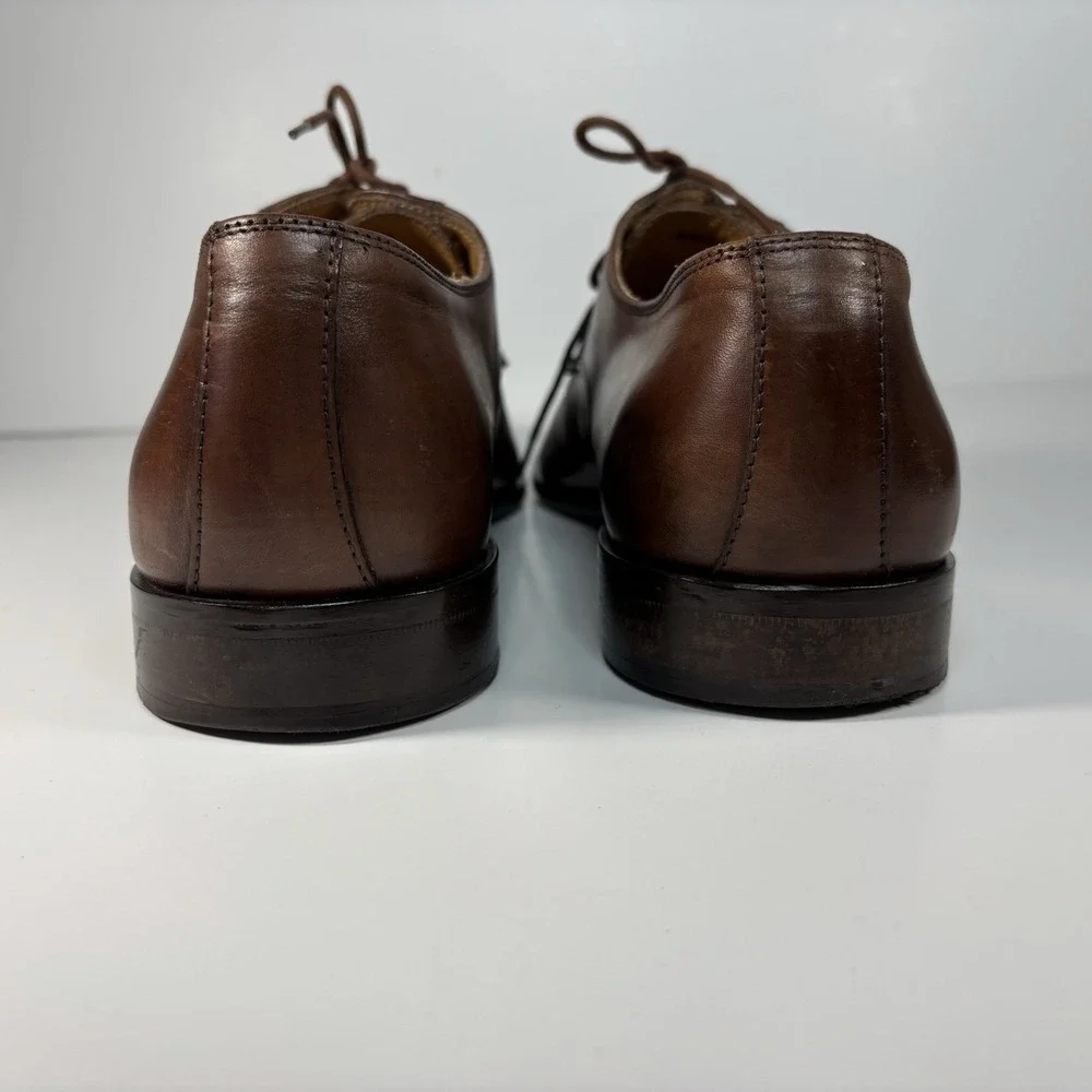 Mercanti Fiorentini Men's Curio Brown Leather Split Toe Lace Up Shoes Italy 11.5